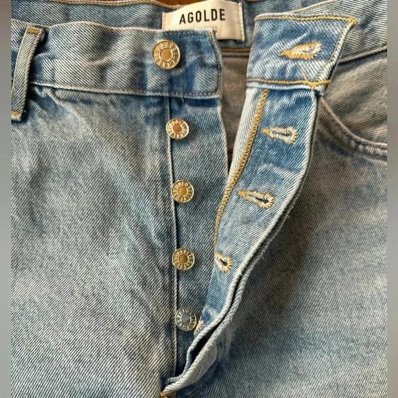 AGOLDE "Parker" Vintage Blue Denim Distressed Cut-Off Shorts Size 31 EUC! - Picture 7 of 10